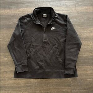 Nike 1/2 Zip Black Pullover Kangaroo Pockets Cotton Blend